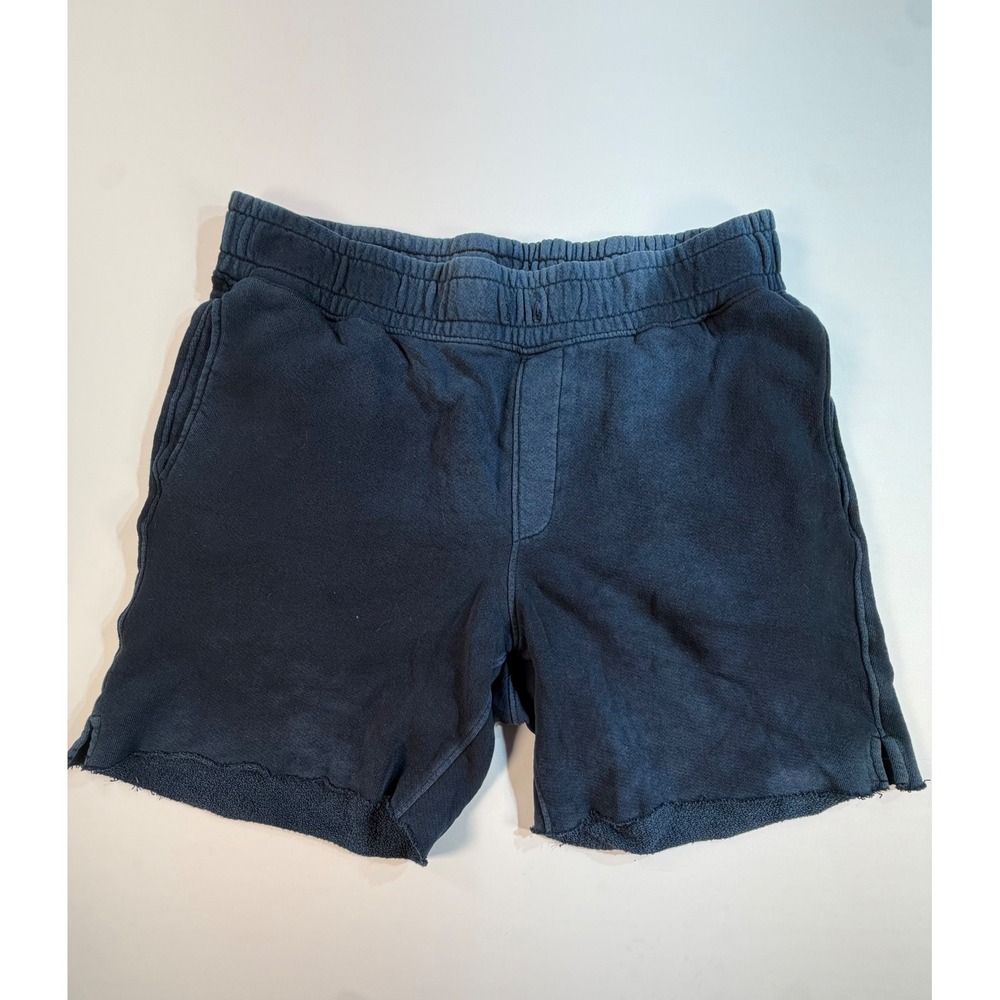 Cotton Citizen Bronx Navy Blue Fleece Sweat Shorts Mens XL Raw Hem Made in USA